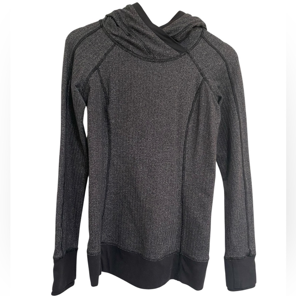 Lululemon Women's Think Fast Hoodie Heathered Herringbone Black